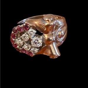 Elegant diamond and ruby rose gold ring